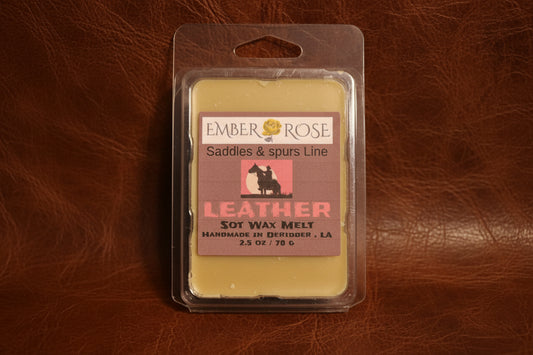 Leather – Saddles & Spurs Wax Melt | 2.5 oz Clamshell